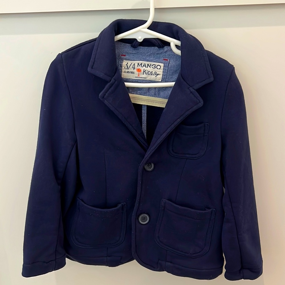 Mango kids navy blue knit blazer Size 3-4 years